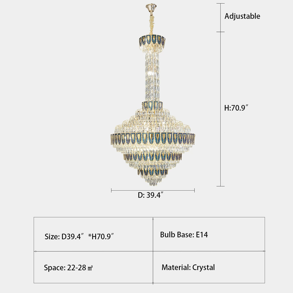 Extra Large Multi-Tiered Empire Crystal Chandelier for Big Hallway / foyer / staircase