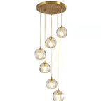 Sputnik K9 Crystal Chandelier Entryway Pure Copper Ceiling Light Foyer Hall Brass Lighting