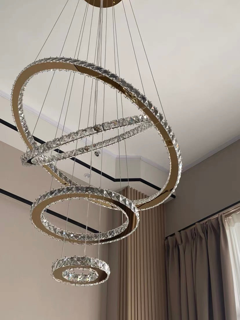 Light Luxury 5 / 6 / 7 Rings Crystal Chandelier for Staircase / foyer / villa