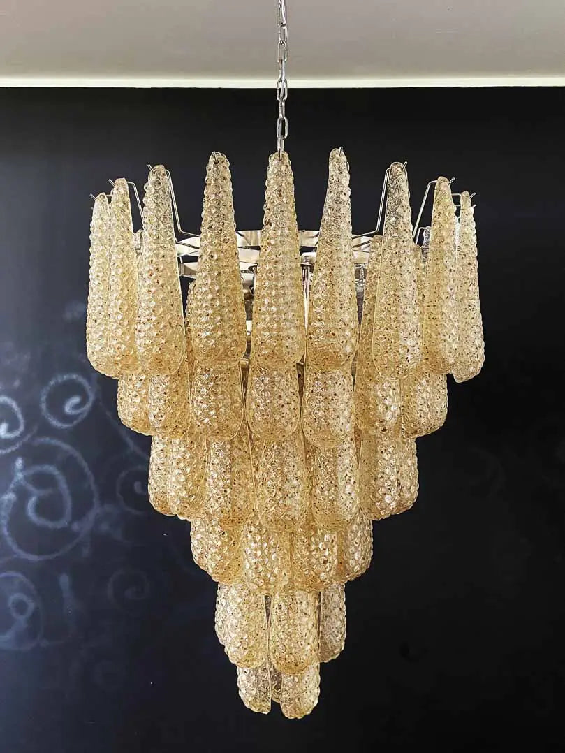 Murano Chandelier – Drop – 75 Glasses – Amber