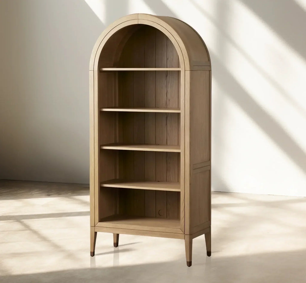 Hattie Open Bookcase in Oak 36-Inchw 46-Inchw