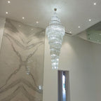 Luxury Spiral Crystal and Metal Chandelier for High-Ceiling Foyer and Staircase