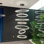 Luxury Rings Crystal Chandelier for High Ceiling
