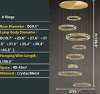 Modern Round Layered Crystal Chandelier with K9 Crystals and Stainless Steel Finish for High Ceiling