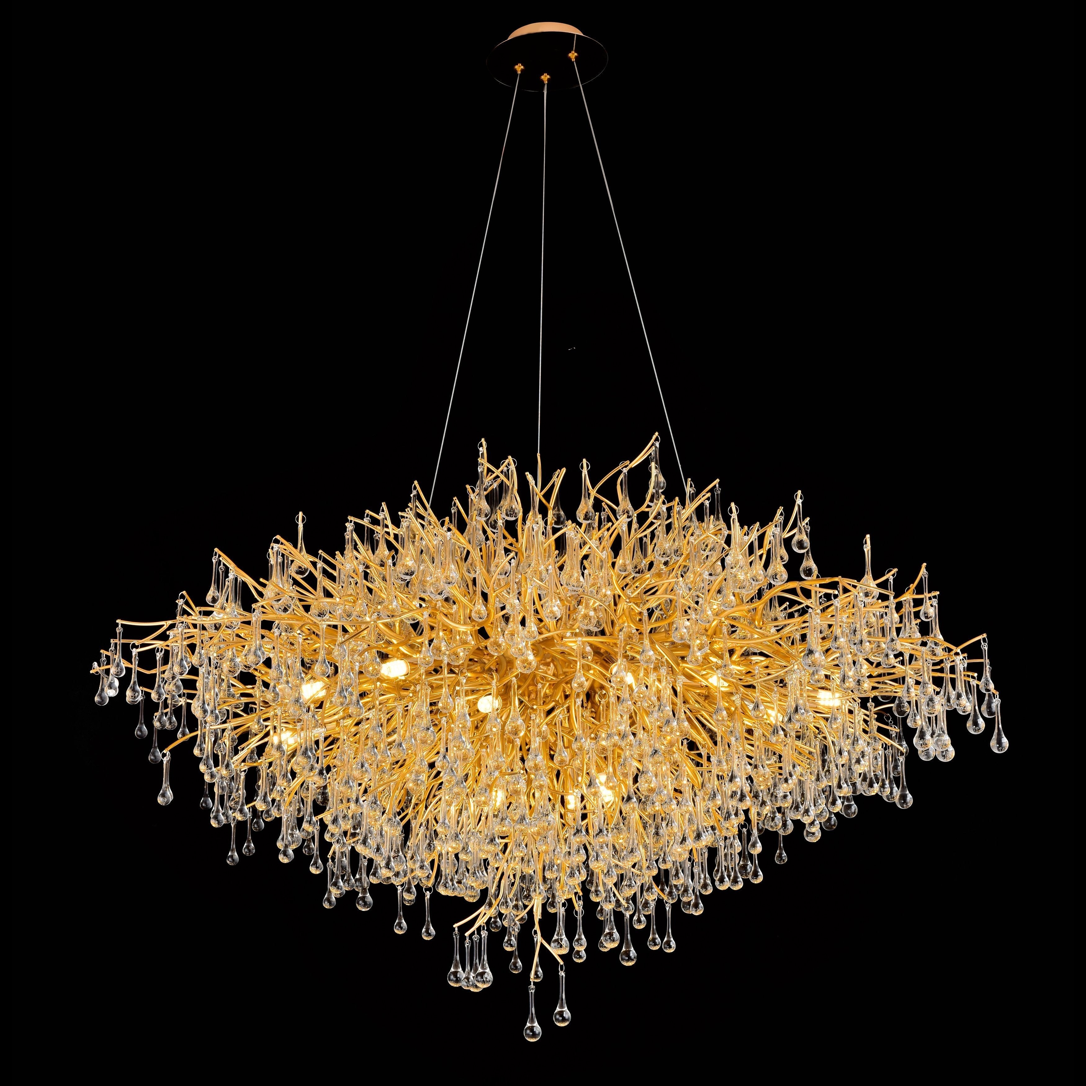 Le Saint Branch Brass Round Teardrop Chandelier
