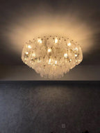 Post-Modern Creative Art Cloud Glass Shell Double Layer Round Chandelier for Living & Dining Room