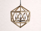 Wooden Beaded Geode Chandelier in Natural