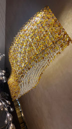 Italian Modern Light Luxury Round / wavy Crystal Chandelier Decorative Light for Living Room / dining Room