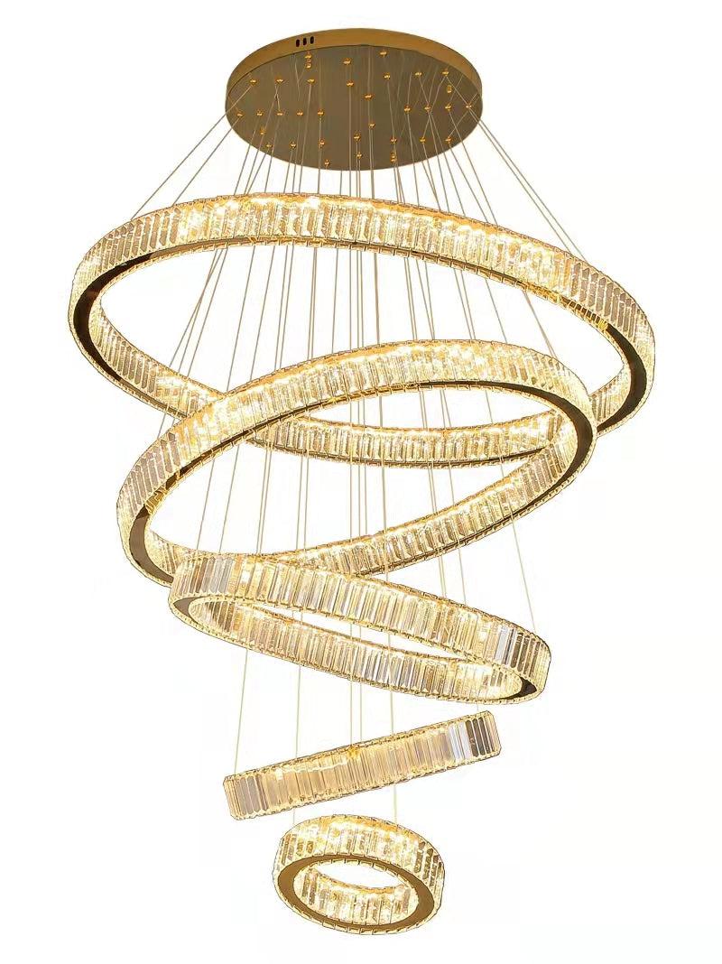 Modern Front Entryway Chandelier 3 / 4 / 5 / 6 / 7 Rings Crystal Gold / Chrome Finish Ceiling Lamp