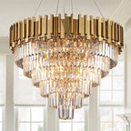 Light Luxury Large Round / oval Multi-Tiered Crystal Chandelier for Living Room / dining Area / staircase