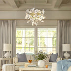 23.6-InchGold and White Ceramic Ginkgo Leaf Chandeliers