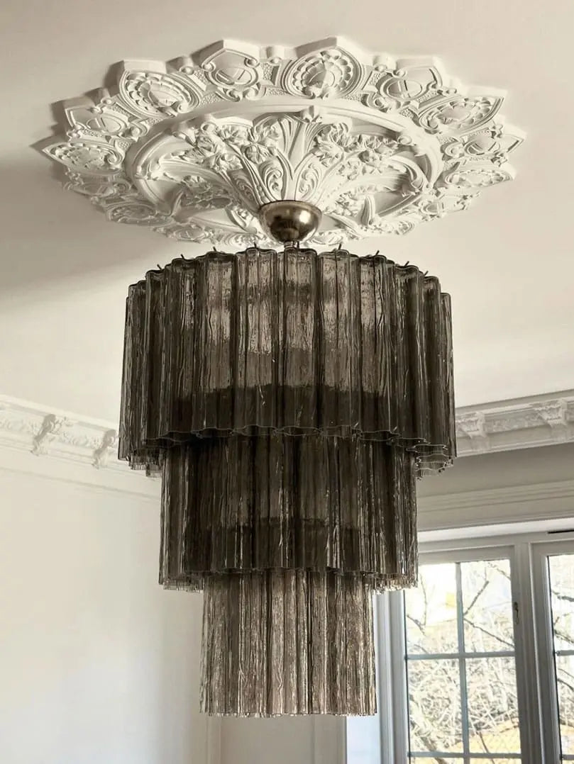 Murano Glass Chandelier – 52 Tubes – Smoked