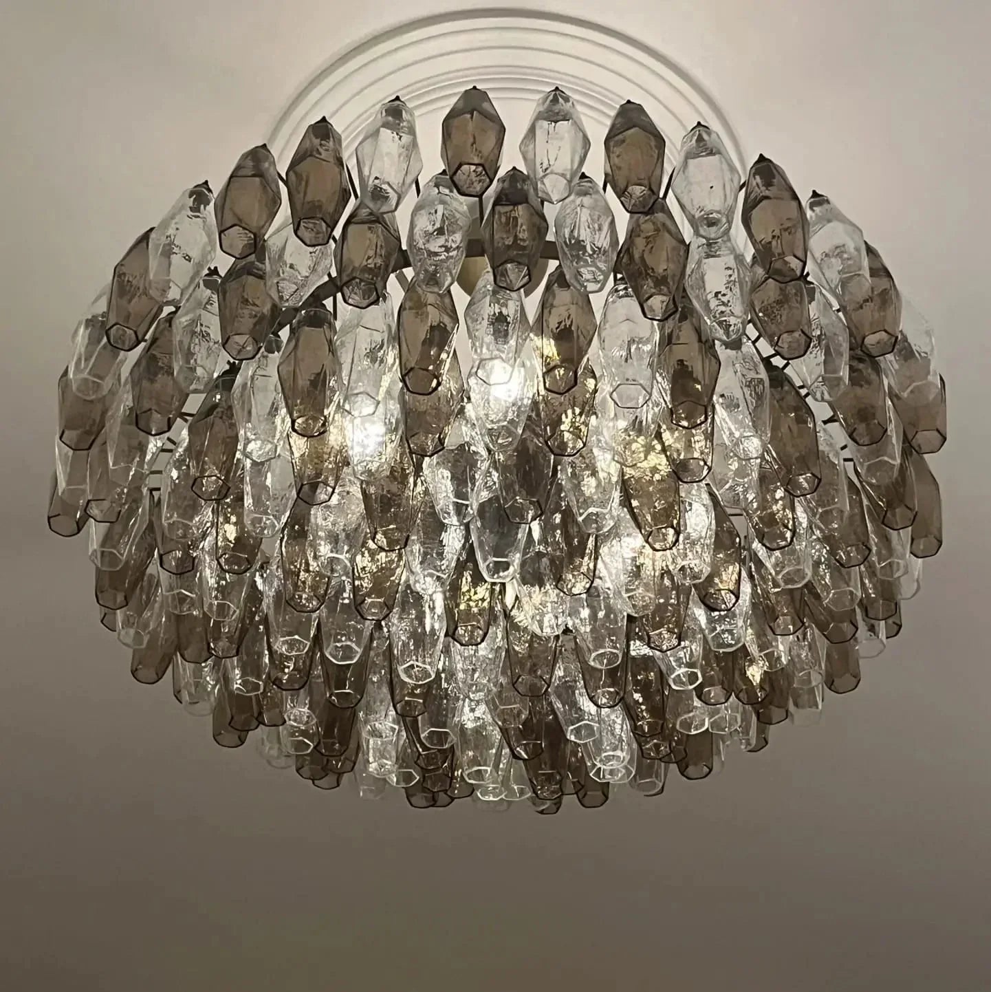 Murano Chandelier – Poliedri – 185 Glass – Smoked / transparent