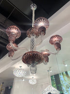 Luxury Hand-Engraved Clear / blue / prune Crystal Chandelier