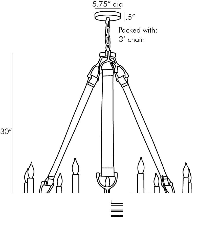 Chaney Chandelier 84031 technical dimension drawing