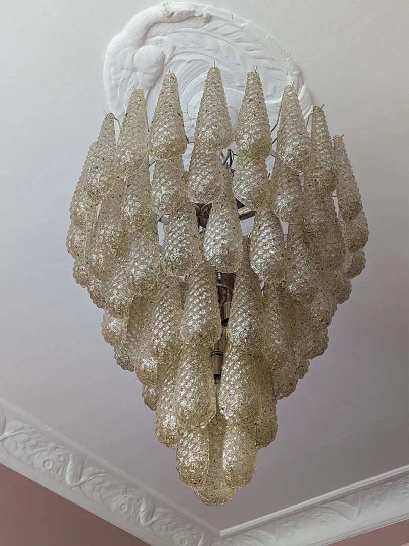 Murano Chandelier – Drop – 75 Glasses – Amber
