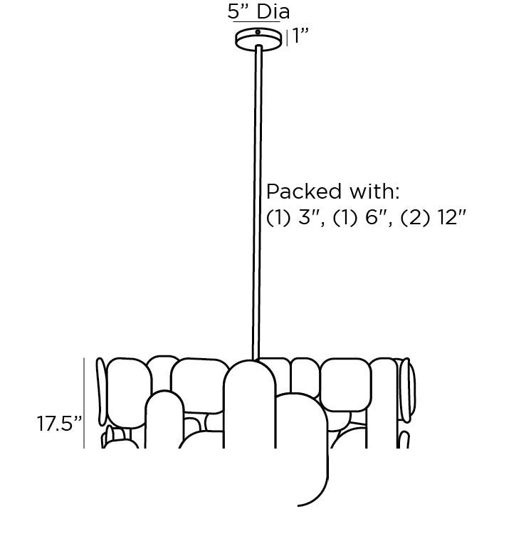 Ronaldo Chandelier 85038 technical dimension drawing
