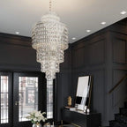 Luxury Round / oval Multi-Tier Crystal Chandelier in Silver Finish