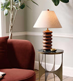 Oak Base Table Lamp with Antiqued Brass - Erhaus product image 1