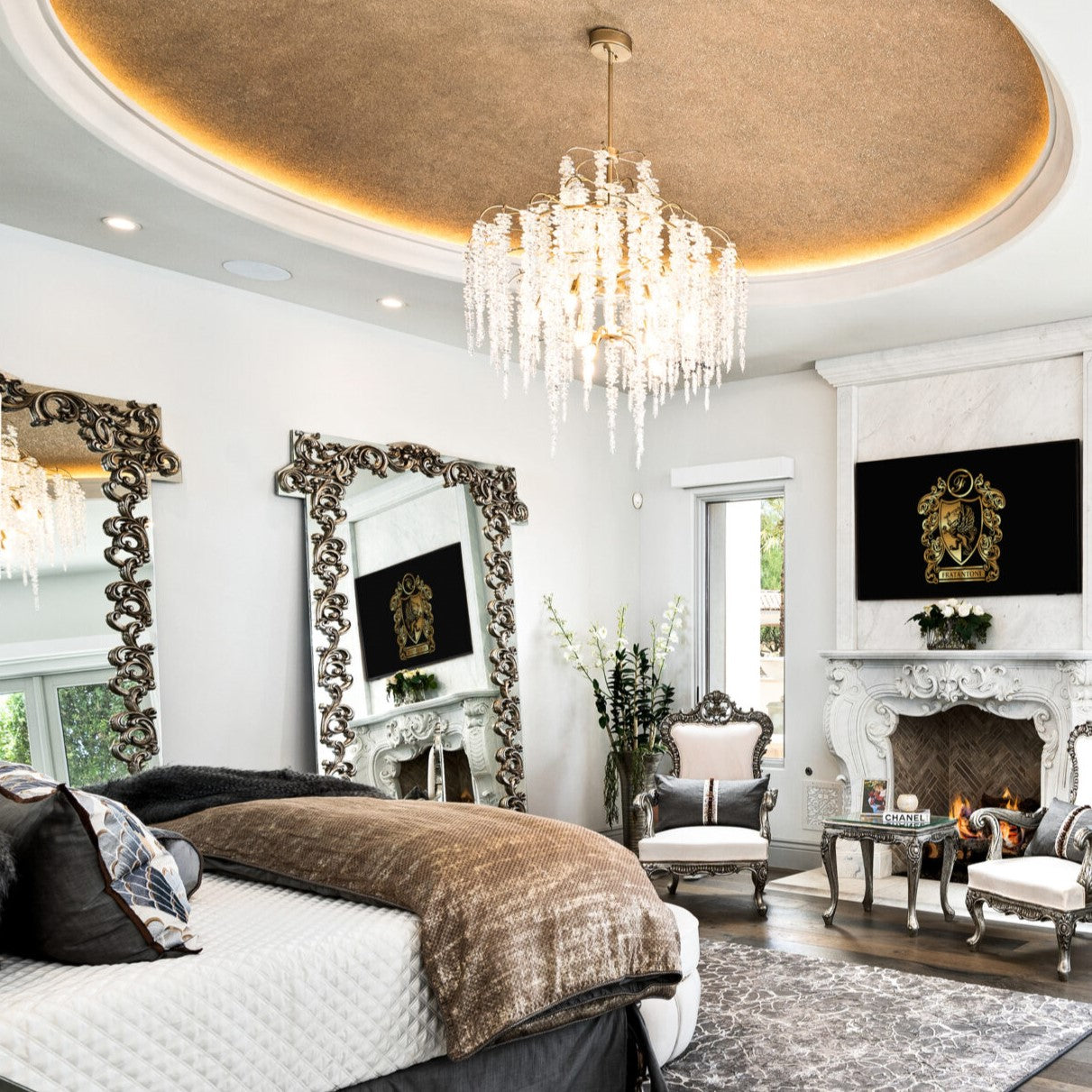 Light Luxury Silver Flower Branch Chandelier with Icicle Details