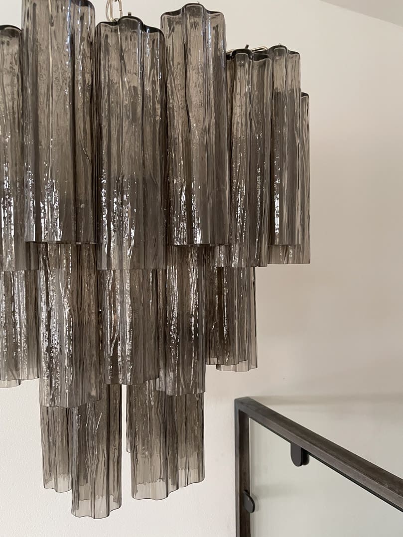 Murano Glass Chandelier – 48 Tubes – Smoked