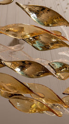 Luxury Glass Leaves Floating Chandelier with High-Quality Finish for Hotel, Villa, Living Room