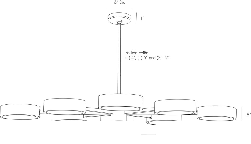 Linus Starburst Chandelier 89097 technical dimension drawing