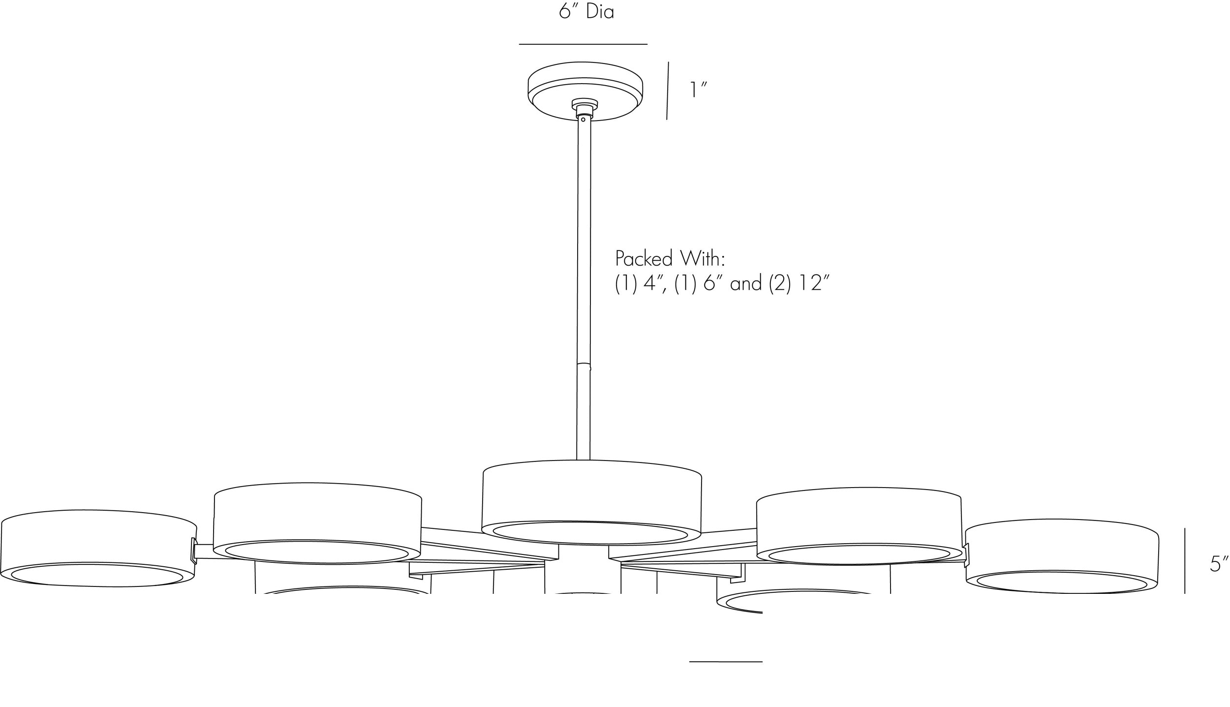 Linus Starburst Chandelier 89097 technical dimension drawing