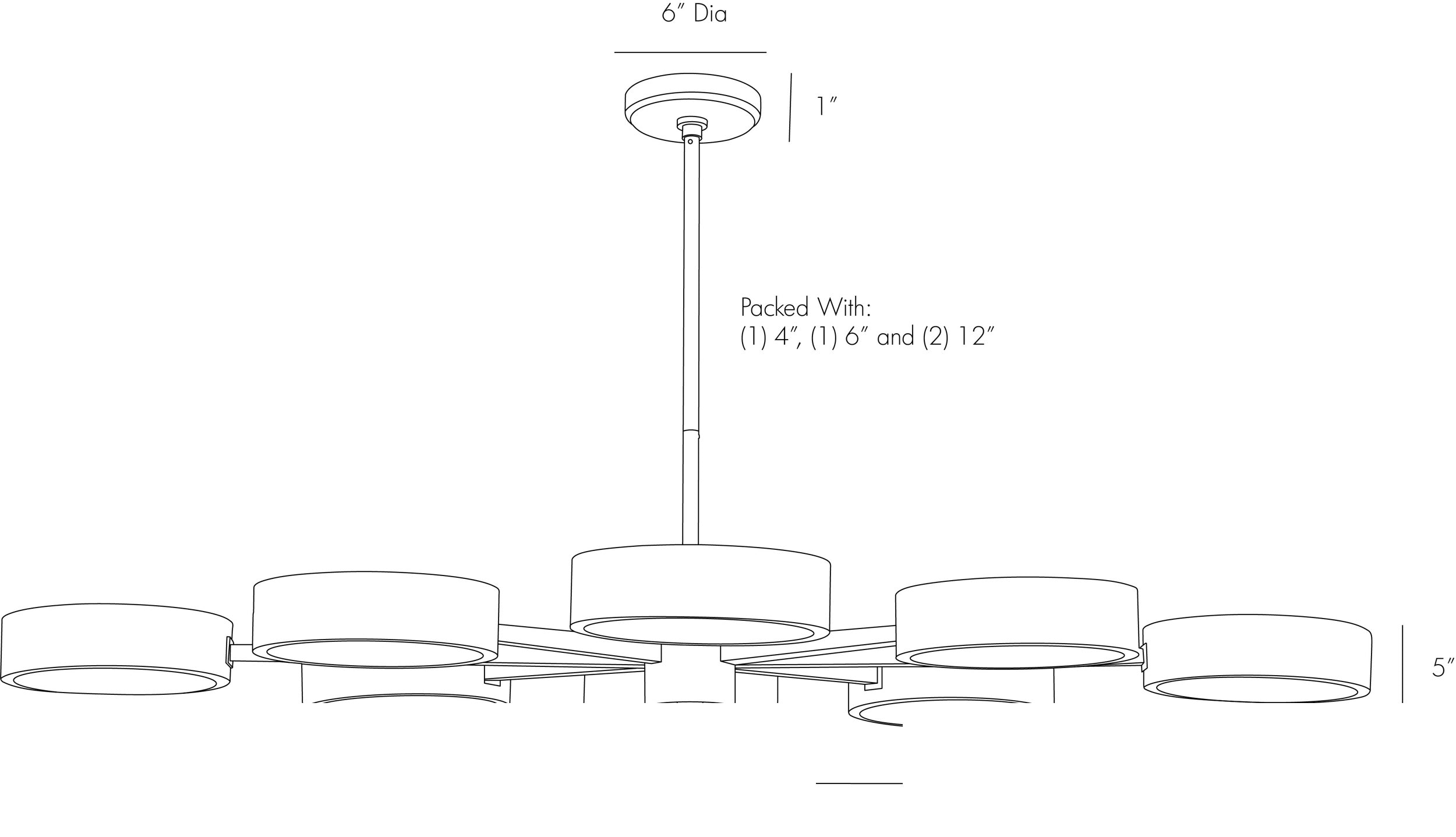 Linus Starburst Chandelier 89117 technical dimension drawing