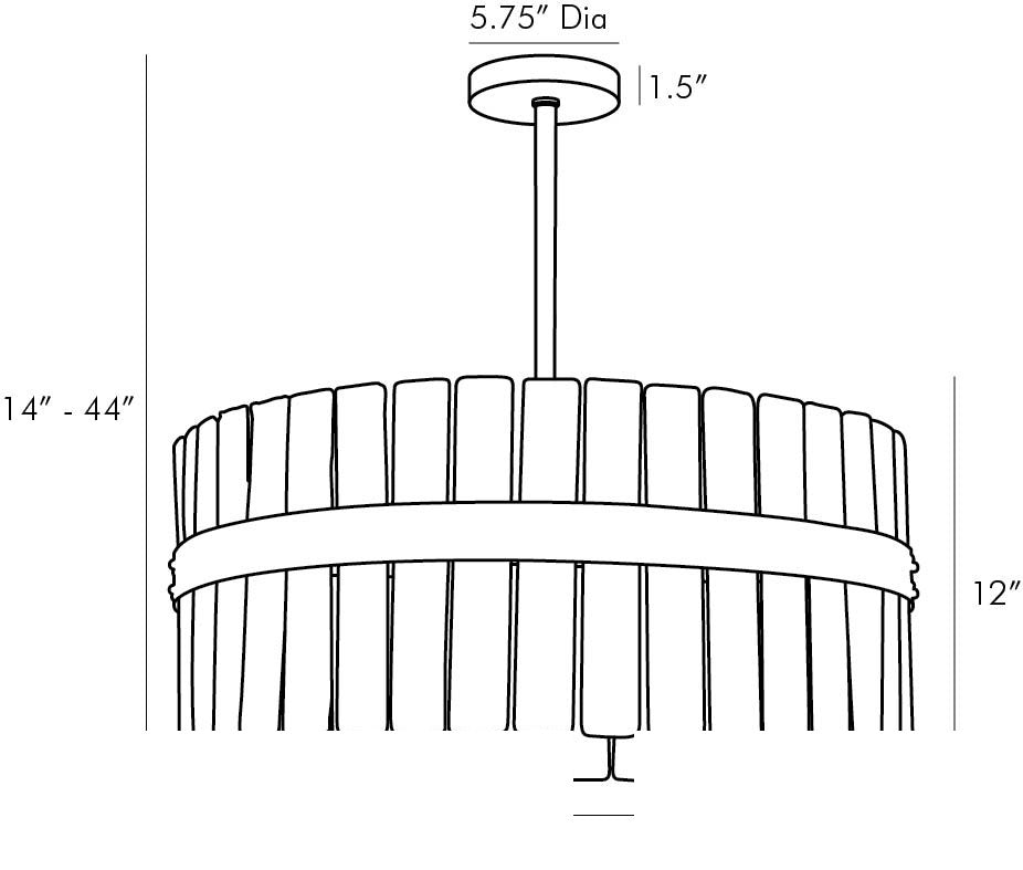Sinclair Chandelier 89312 technical dimension drawing