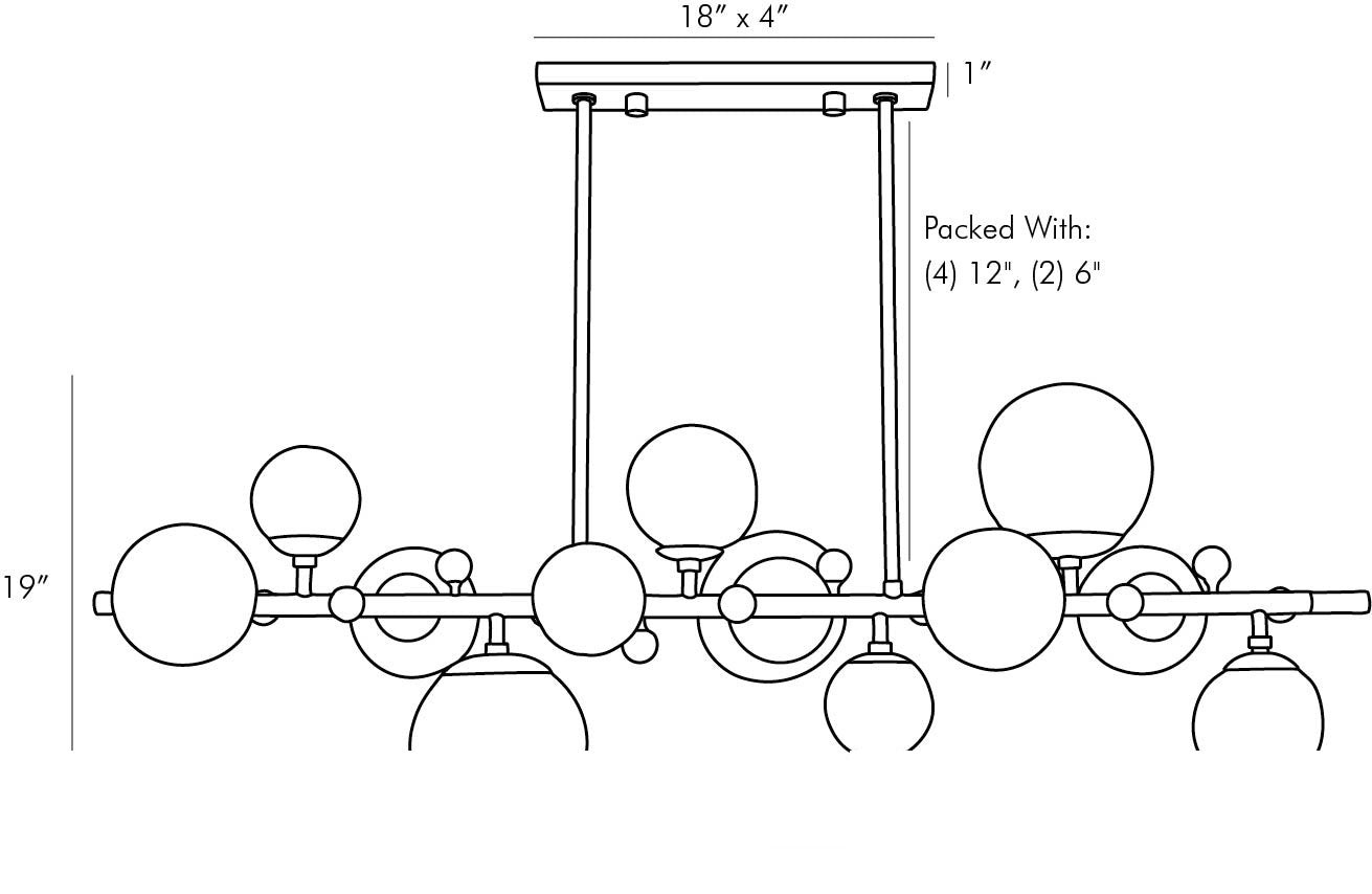 Troon Linear Chandelier 89330 technical dimension drawing