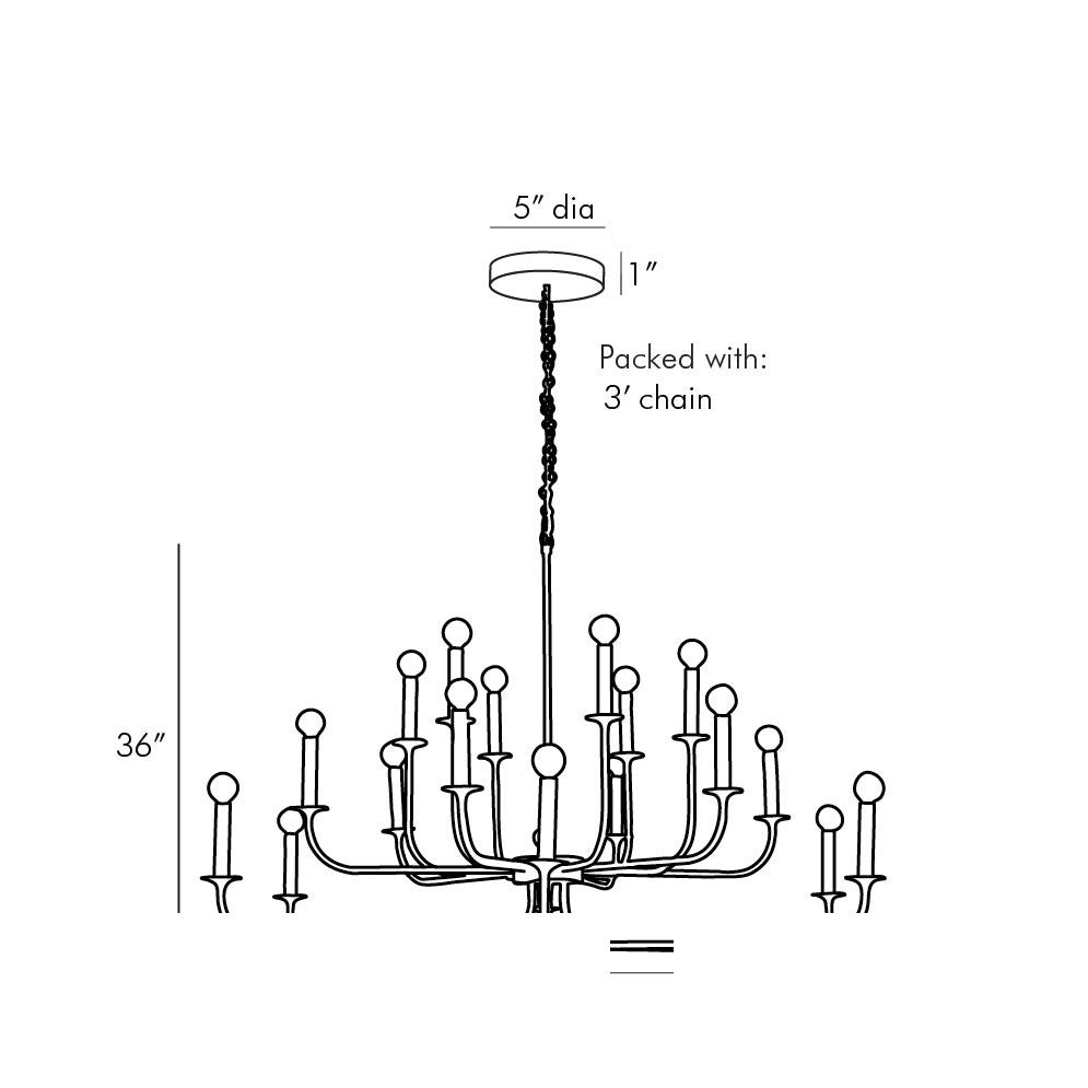 Breck Large Chandelier 89345 technical dimension drawing