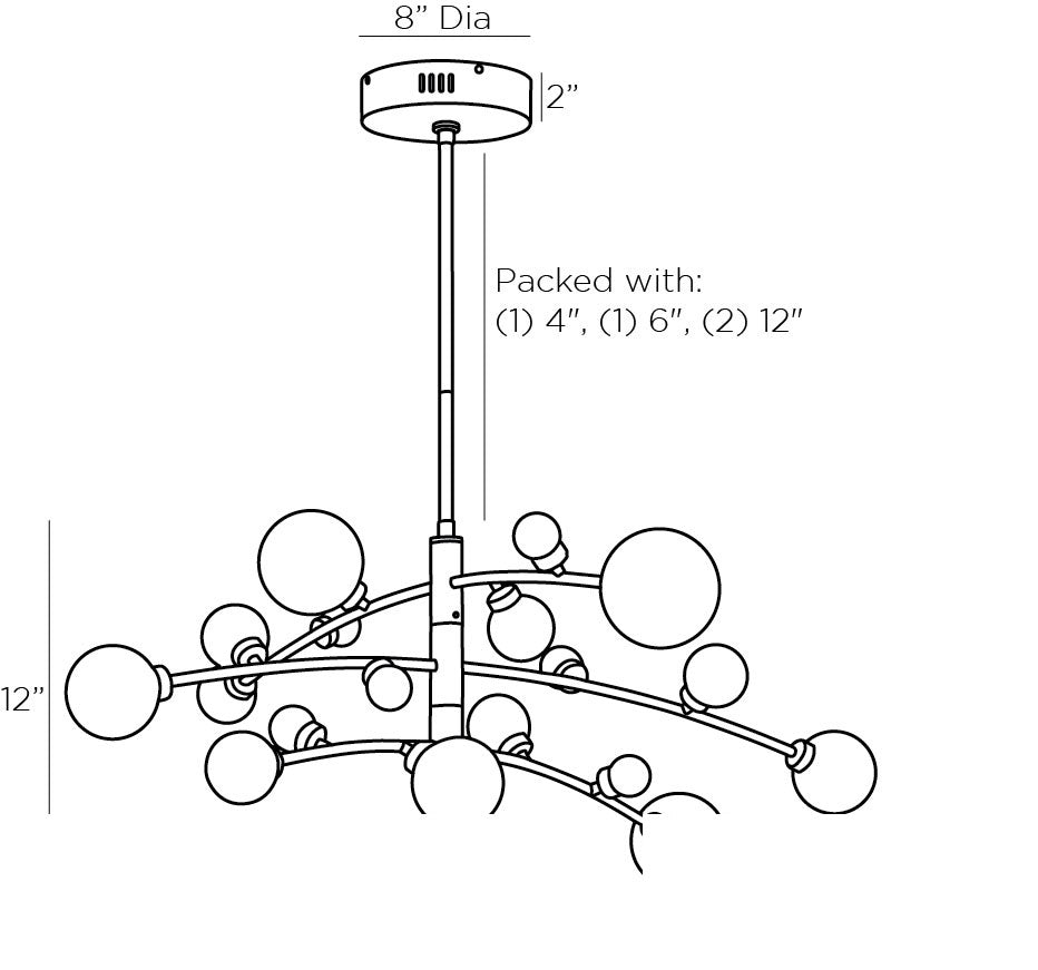 Maser Chandelier 89481 technical dimension drawing