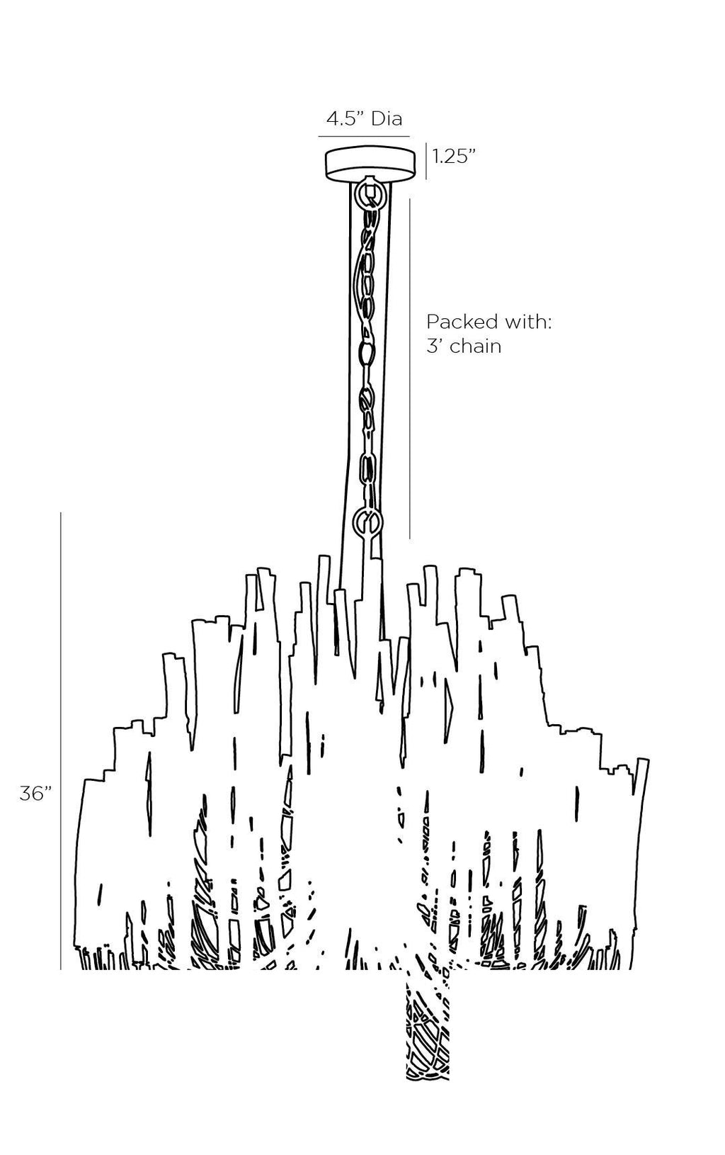 Tilda Large Chandelier 89495 technical dimension drawing