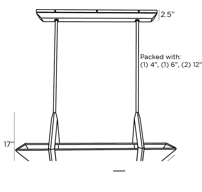 Saginaw Linear Chandelier 89496 technical dimension drawing