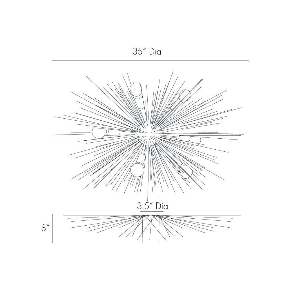 Roxanne Flush Mount 89969 technical dimension drawing