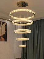 Modern Front Entryway Chandelier 3 / 4 / 5 / 6 / 7 Rings Crystal Gold / Chrome Finish Ceiling Lamp