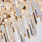 Black Crystal and Stainless Steel Round Chandelier Ceiling Light , Modern Finish