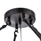 Black Finish Iron Semi Flush Mount Light Round Crystal Drops Ceiling Chandelier for Living Room