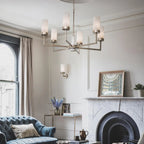 Contemporary Alabaster 6-Arm Compass Chandelier