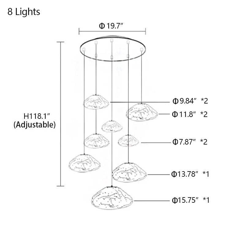 Extra Large Nordic Minimalist Glass Cloud Decorative Chandelier for Stairs / living Room / high-Ceiling Room