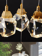 Eve Faceted Crystal Staircase Long Chandelier