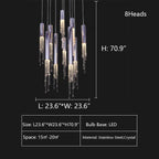 Foyer Staircase Chrome Ceiling Light Silver Crystal Pendant Chandelier for Hallway Entrance