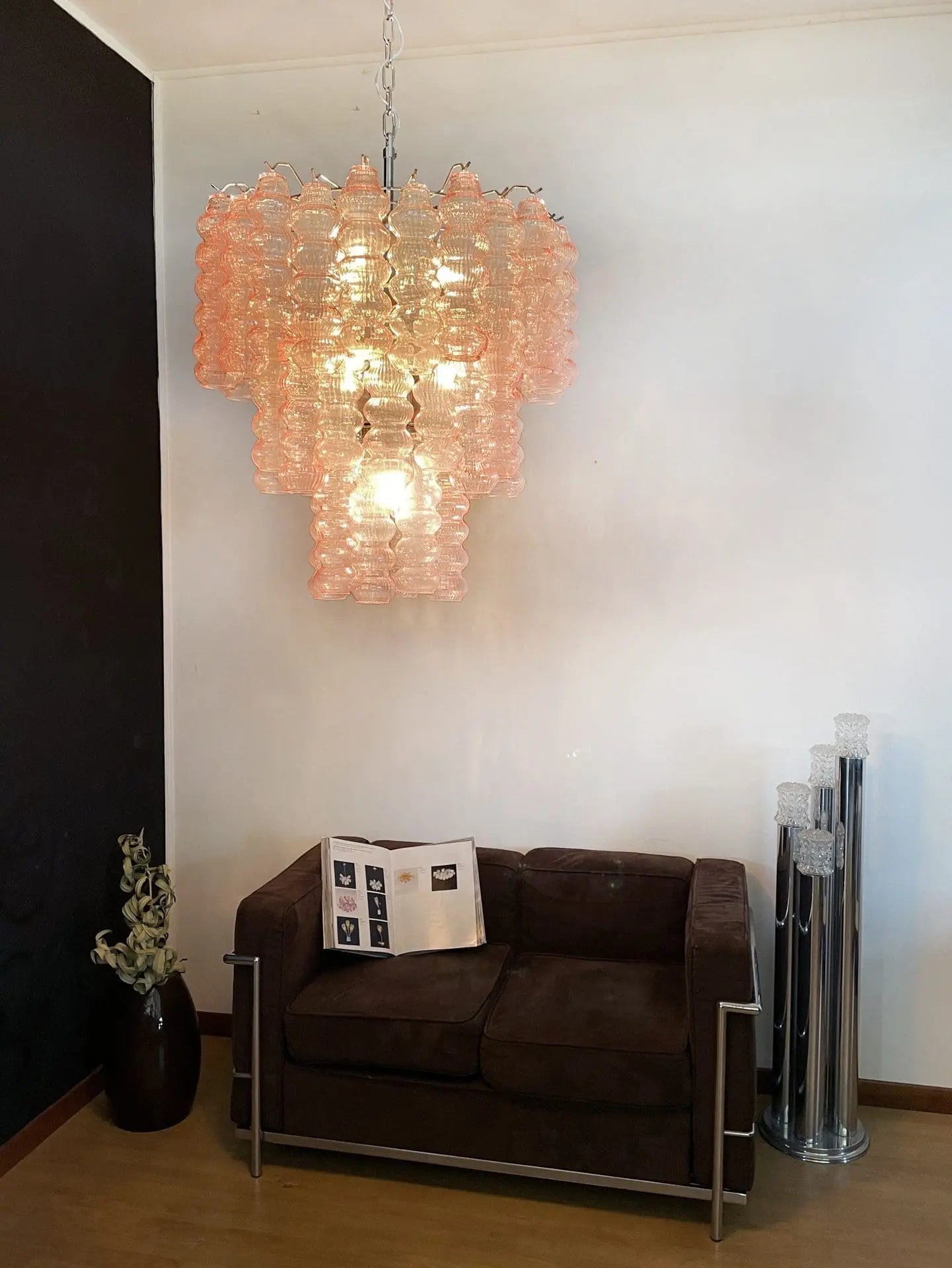 Murano Glass Chandelier – Curva – Rosa – 48 Tubes