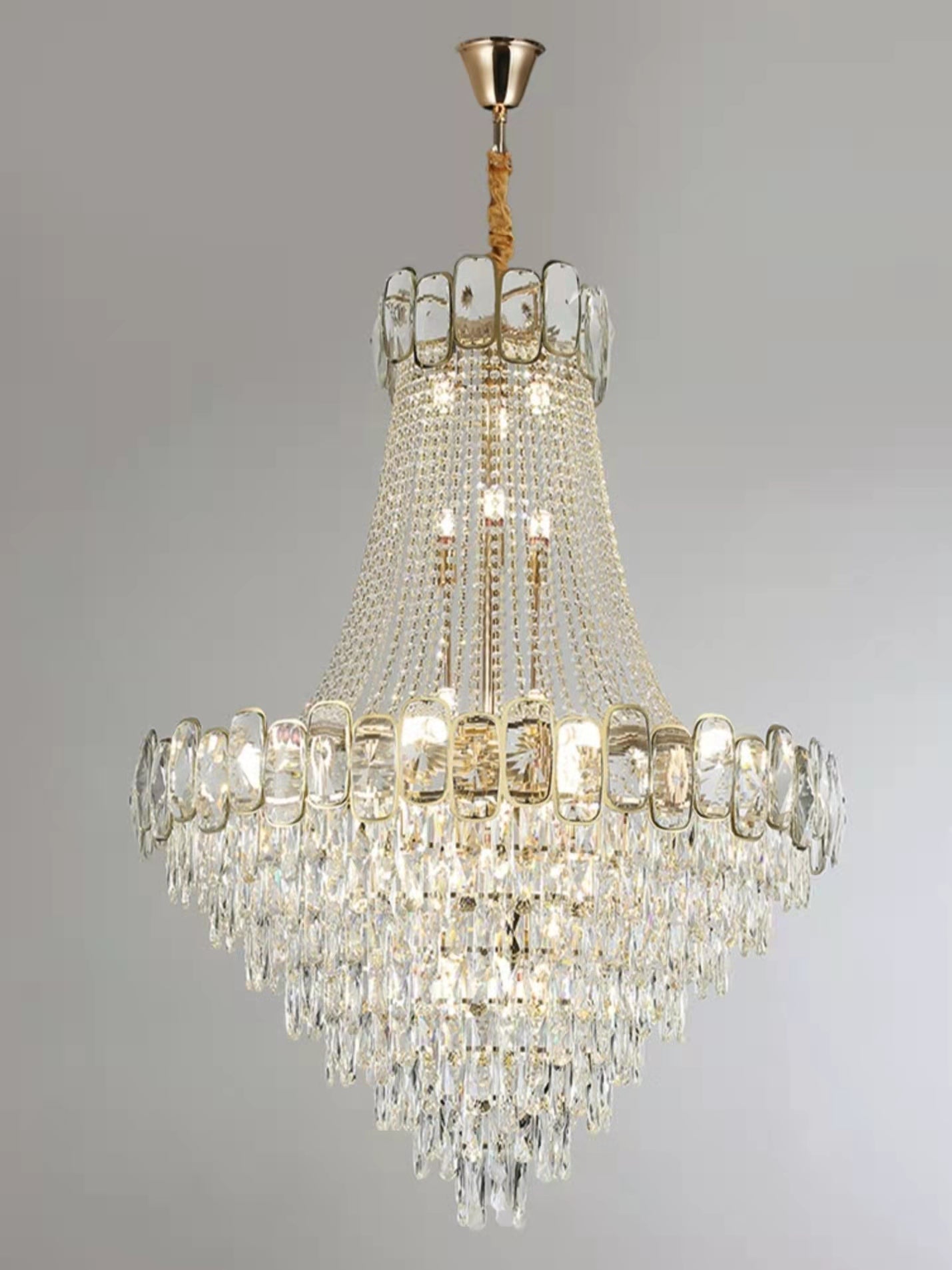 Foyer Staircase Chandelier Luxury K9 Crystal Ceiling Light for Living Room / Hallway