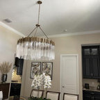 Large Elegant Multi-Layers Glam Glass Chandelier for High-Ceiling Staircase / entryway / living / meeting Room