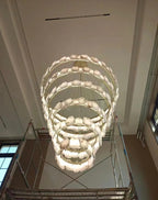 Modern Multi-Layer White Alabaster Chandelier for Staircase / foyer
