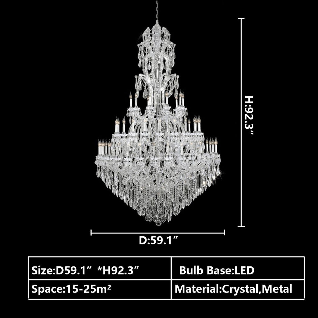 Oversized Luxury Traditional Gold / chrome Candle Branch Crystal Chandelier for 2-Story / duplex Buildings