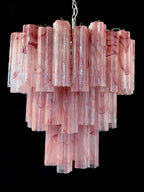 Murano Glass Chandelier – 48 Tubes – Alabaster Pink