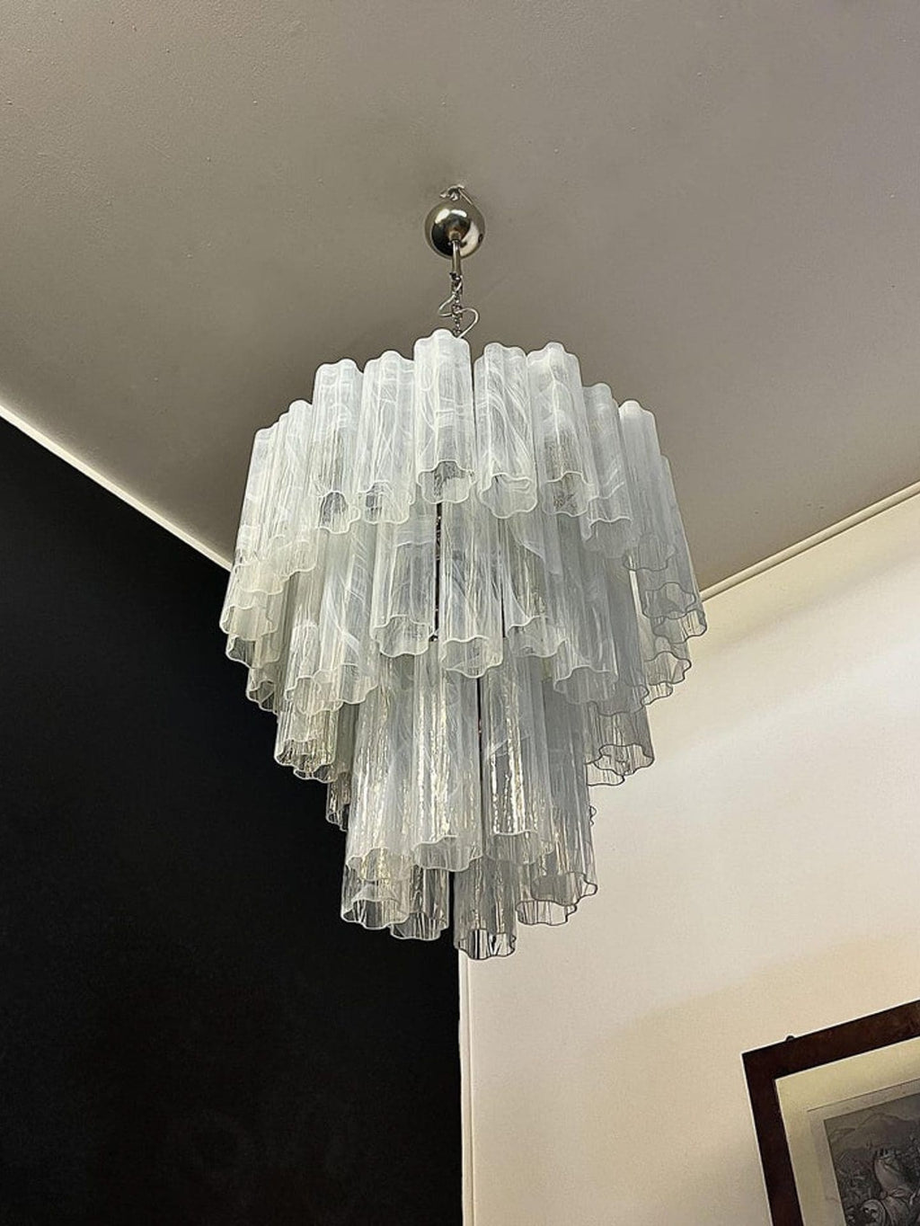 Murano Glass Chandelier – 48 Tubes – Alabaster White